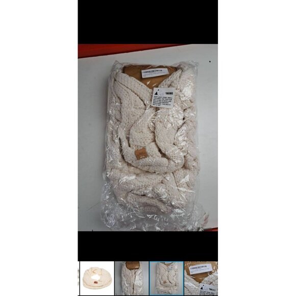 Aran Traditions Cream Cable Knit Snood Scarf  Soft Acrylic Wool Blend Cozy Warm - Picture 4 of 6